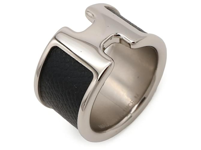 Ring Anillo tipo banda Hermès Olympe GM Negro Plata - vista 2