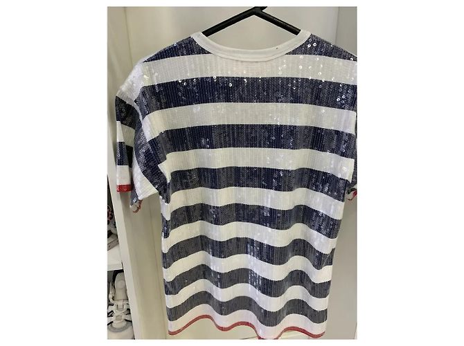 Alberta Ferretti camiseta de rayas con lentejuelas 'Tomorrow' Blanco Azul Multicolor Azul marino - vista 2