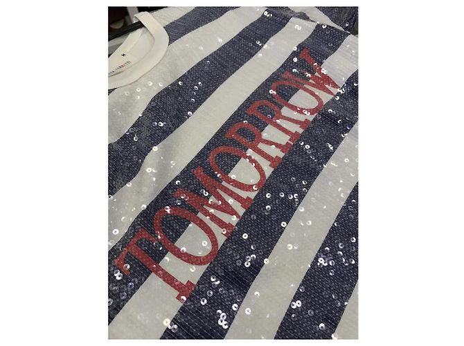 Alberta Ferretti camiseta de rayas con lentejuelas 'Tomorrow' Blanco Azul Multicolor Azul marino - vista 4