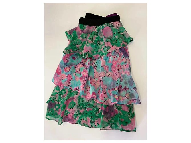 Autre Marque Gryphon New York Minifalda con volantes estampado floral Rosa Azul Verde Púrpura - vista 4