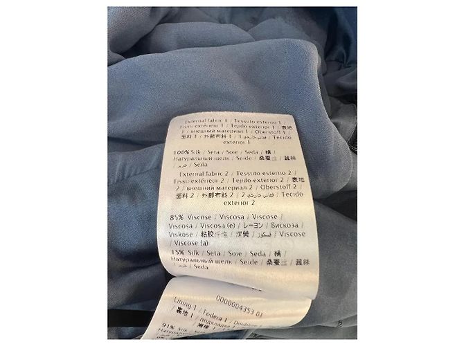 Valentino Garavani Langes Kleid aus Seide und Samt in Marineblau mit Vogelmuster - Ansicht 6