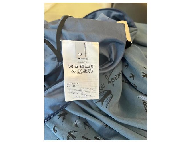 Valentino Garavani Langes Kleid aus Seide und Samt in Marineblau mit Vogelmuster - Ansicht 7