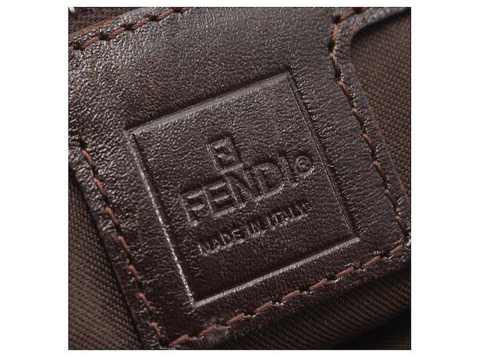 Borsa Fendi Zucca Marrone Beige Nero Pelle e Tela - vista 4