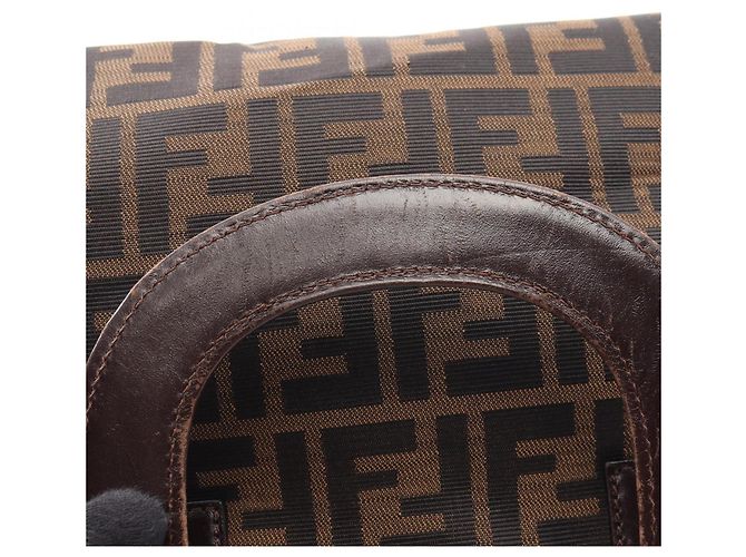 Borsa Fendi Zucca Marrone Beige Nero Pelle e Tela - vista 7