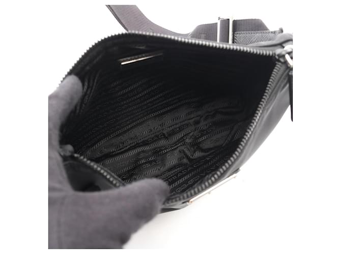 Saffiano Borsa a Spalla in Re-Nylon Prada Nero - vista 3