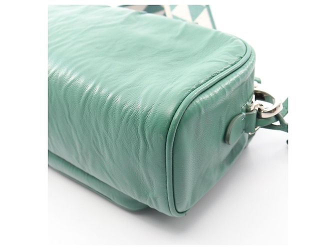 Borsa a tracolla in nappa antique Prada Verde - vista 7
