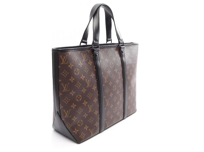 Tote Weekend PM Louis Vuitton Monogram Macassar Marrone Nero - vista 2