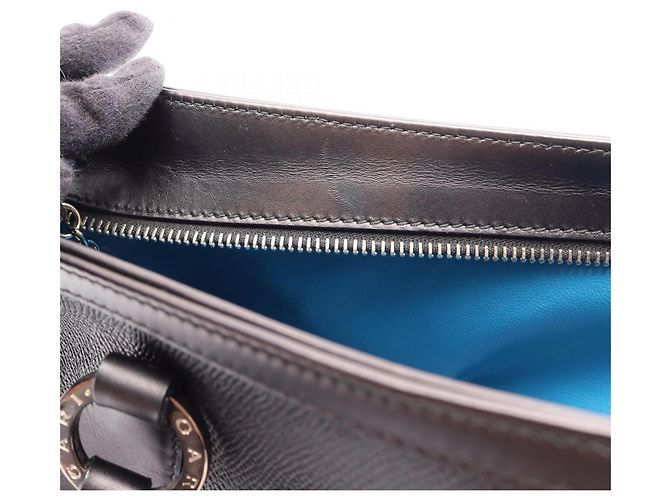 Bulgari Borsa a mano in pelle nera Bvlgari Nero - vista 8