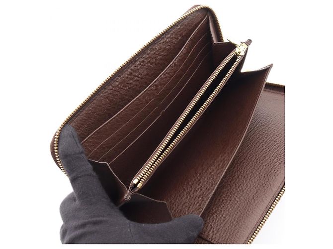 Cartera larga Louis Vuitton Zippy Organizer Damier Ebene Castaño - vista 4