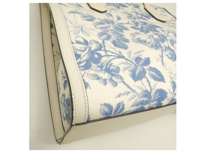 Borsa Tote Gucci Herbarium GG Ribbon Blu Crudo - vista 12