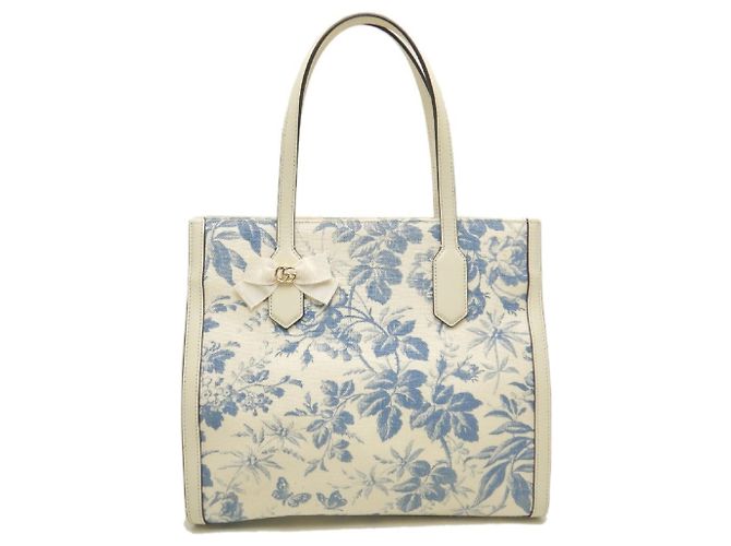 Borsa Tote Gucci Herbarium GG Ribbon Blu Crudo - vista 2