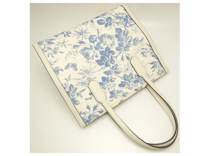 Borsa Tote Gucci Herbarium GG Ribbon Blu Crudo - vista 3