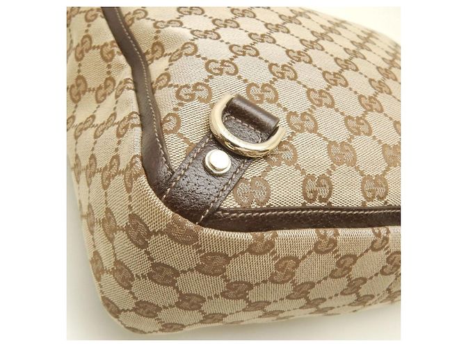 Borsa Tote Gucci Abbey marrone in tela GG e pelle - vista 11
