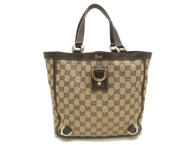 Borsa Tote Gucci Abbey marrone in tela GG e pelle - vista 2