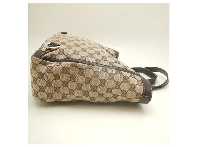 Borsa Tote Gucci Abbey marrone in tela GG e pelle - vista 5