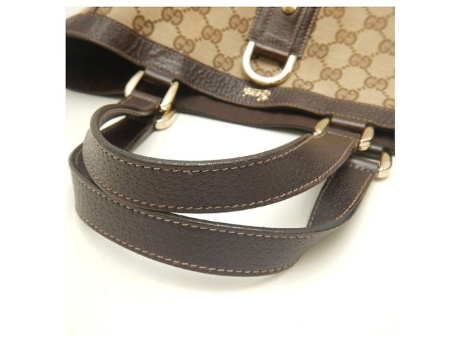 Borsa Tote Gucci Abbey marrone in tela GG e pelle - vista 7