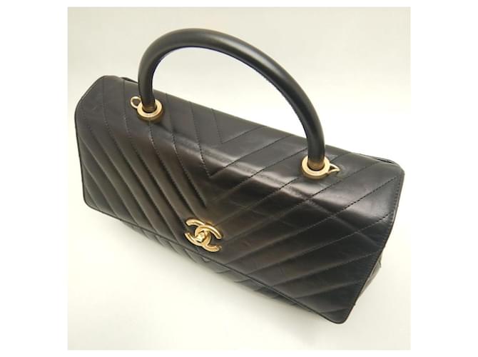 Borsa Chanel Coco Handle Large V-Stitch Nero - vista 10