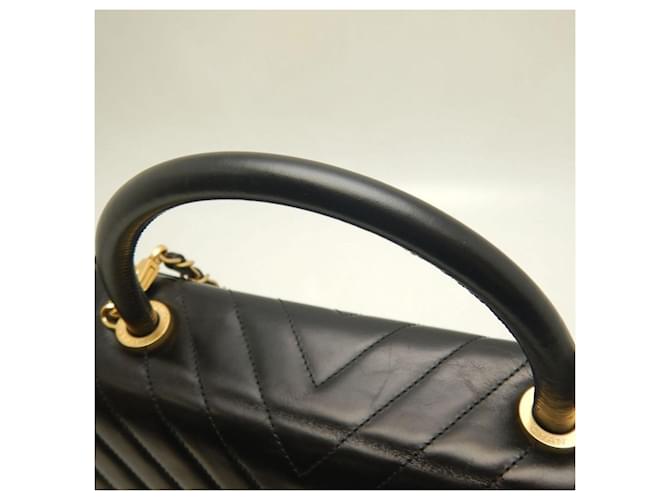 Borsa Chanel Coco Handle Large V-Stitch Nero - vista 12