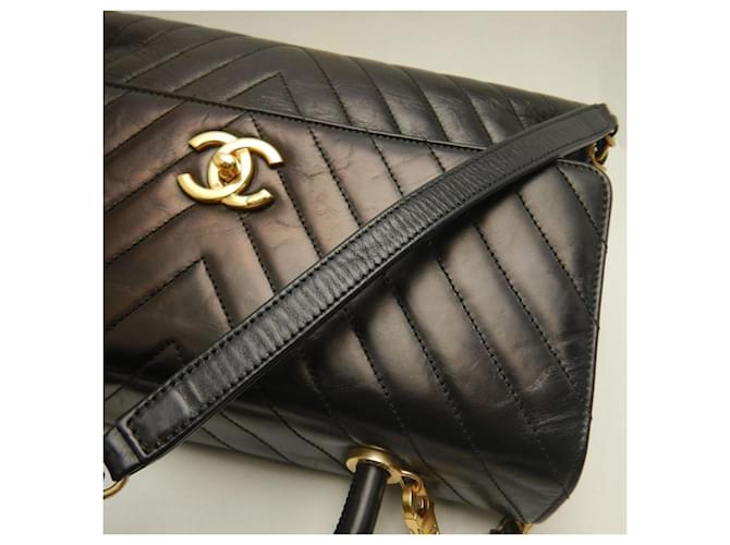 Borsa Chanel Coco Handle Large V-Stitch Nero - vista 9