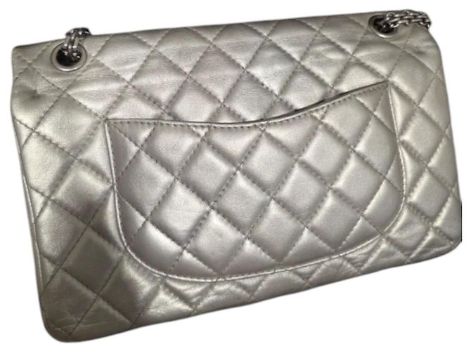 Mademoiselle Borsa Chanel 2.55 Reissue Medium Flap Pelle Argento Metallizzato - vista 5