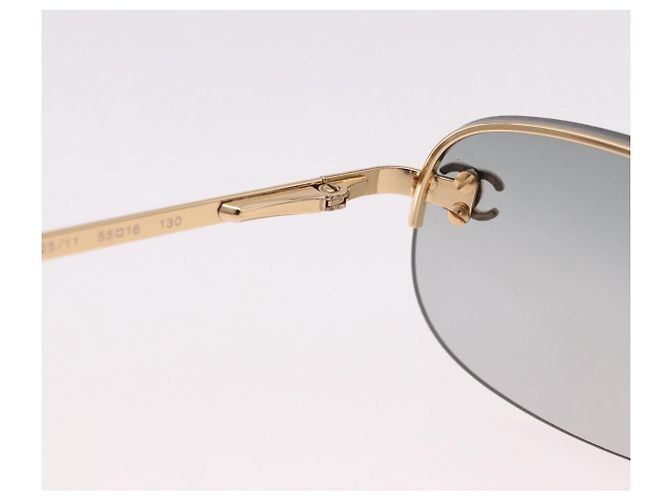 CHANEL Sonnenbrille Rimless CC Metall Grau CC Auth am12112M Braun - Ansicht 10