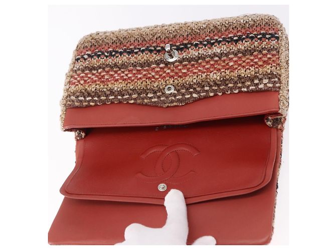 CHANEL Matelasse 25 Chain Shoulder Bag Raffia Multicolor Silver CC Auth 190691SM Argento Multicolore - vista 19