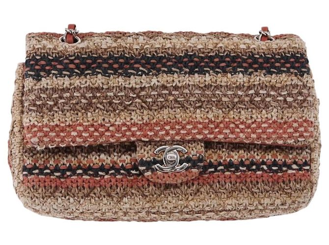 CHANEL Matelasse 25 Chain Shoulder Bag Raffia Multicolor Silver CC Auth 190691SM Argento Multicolore - vista 2
