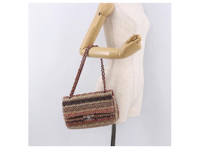 CHANEL Matelasse 25 Chain Shoulder Bag Raffia Multicolor Silver CC Auth 190691SM Argento Multicolore - vista 30