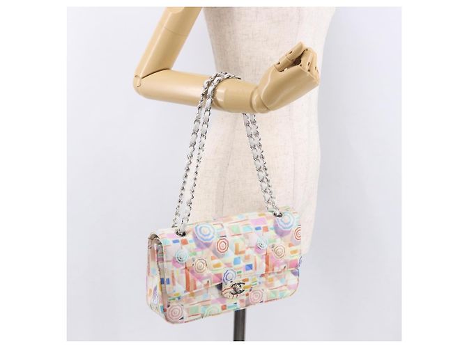 CHANEL Matelasse 25 Chain Shoulder Bag Raffia Multicolor Silver CC Auth 190691SM Argento Multicolore - vista 32