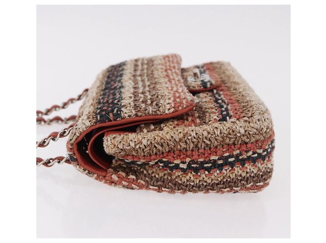 CHANEL Matelasse 25 Chain Shoulder Bag Raffia Multicolor Silver CC Auth 190691SM Argento Multicolore - vista 5