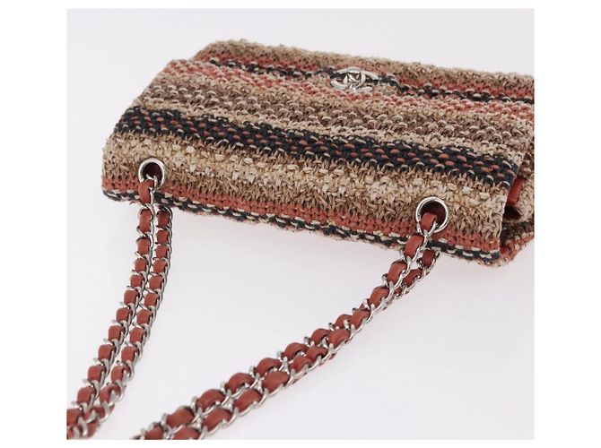 CHANEL Matelasse 25 Chain Shoulder Bag Raffia Multicolor Silver CC Auth 190691SM Argento Multicolore - vista 6