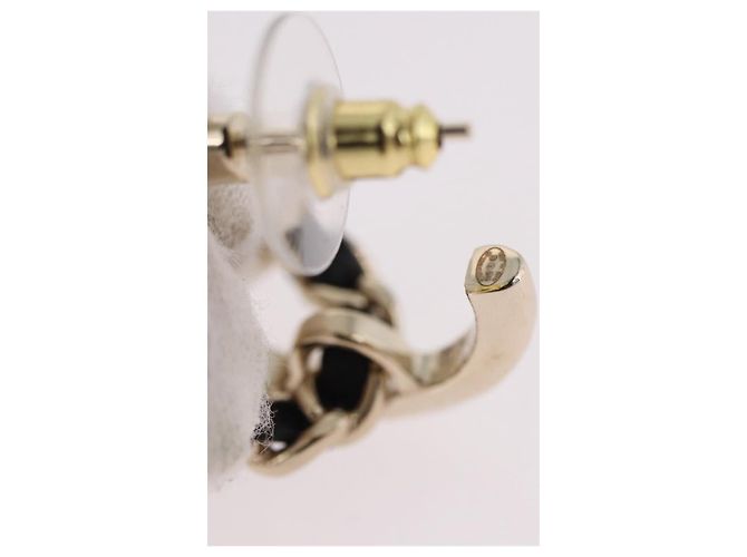 Orecchini a cerchio CHANEL Motif COCO Mark in Metallo Oro Bianco CC Auth SW2656SM D'oro - vista 10