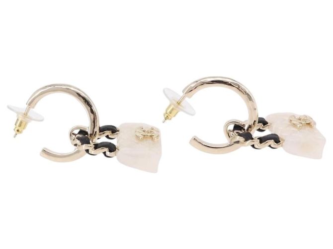 Orecchini a cerchio CHANEL Motif COCO Mark in Metallo Oro Bianco CC Auth SW2656SM D'oro - vista 12