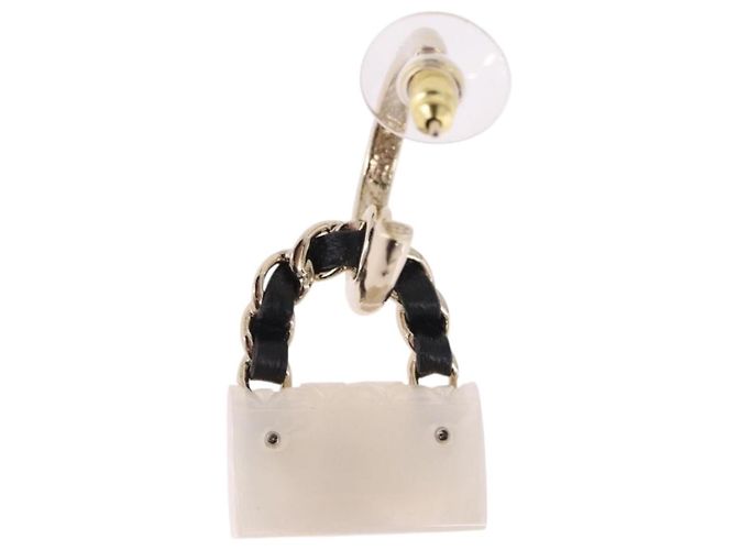 Orecchini a cerchio CHANEL Motif COCO Mark in Metallo Oro Bianco CC Auth SW2656SM D'oro - vista 4
