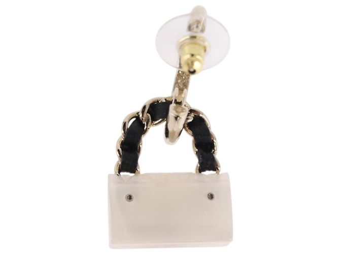 Orecchini a cerchio CHANEL Motif COCO Mark in Metallo Oro Bianco CC Auth SW2656SM D'oro - vista 8