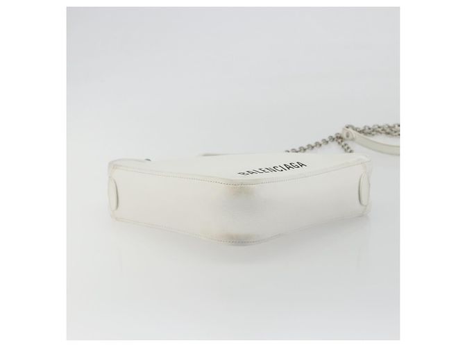 Borsa Duffel Triangle BALENCIAGA in pelle 2way Bianco Argento 527272 Auth bs35637A - vista 11