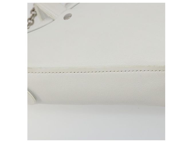 Borsa Duffel Triangle BALENCIAGA in pelle 2way Bianco Argento 527272 Auth bs35637A - vista 13