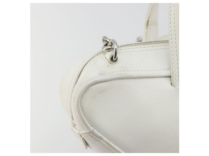 Borsa Duffel Triangle BALENCIAGA in pelle 2way Bianco Argento 527272 Auth bs35637A - vista 17