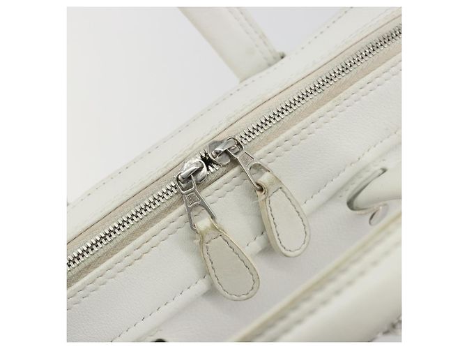 Borsa Duffel Triangle BALENCIAGA in pelle 2way Bianco Argento 527272 Auth bs35637A - vista 18