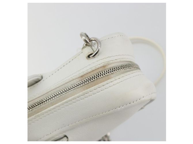 Borsa Duffel Triangle BALENCIAGA in pelle 2way Bianco Argento 527272 Auth bs35637A - vista 19