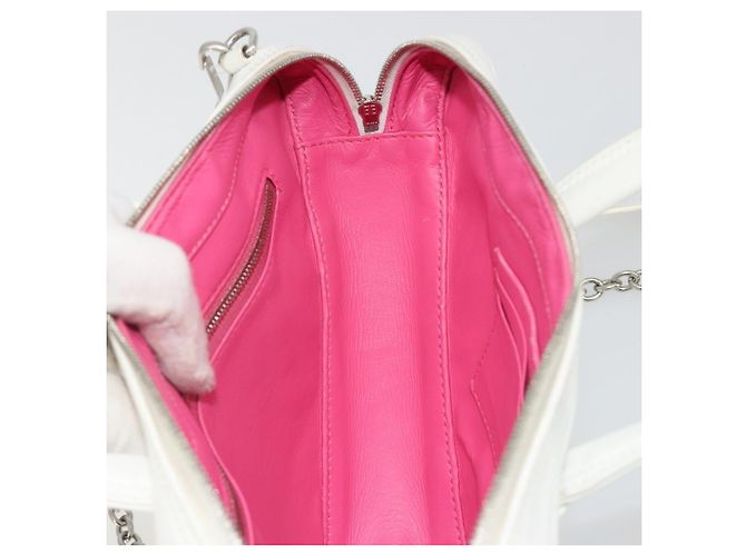 Borsa Duffel Triangle BALENCIAGA in pelle 2way Bianco Argento 527272 Auth bs35637A - vista 22