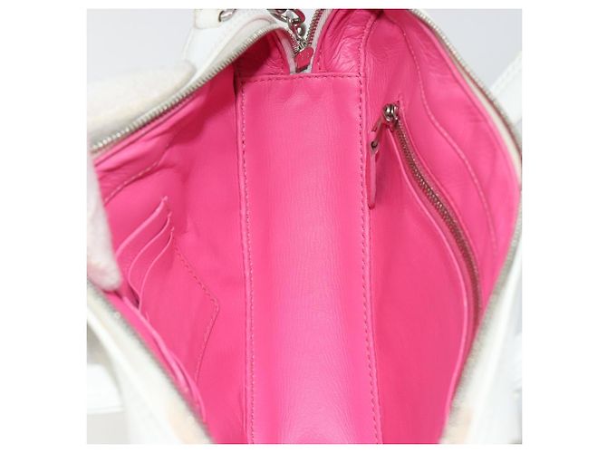 Borsa Duffel Triangle BALENCIAGA in pelle 2way Bianco Argento 527272 Auth bs35637A - vista 23