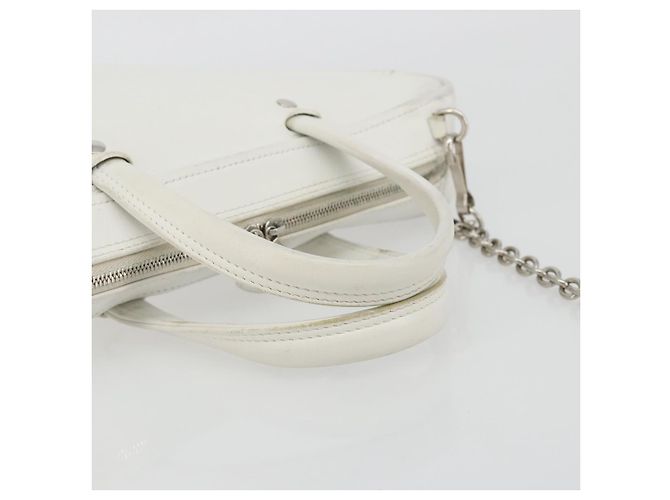Borsa Duffel Triangle BALENCIAGA in pelle 2way Bianco Argento 527272 Auth bs35637A - vista 7