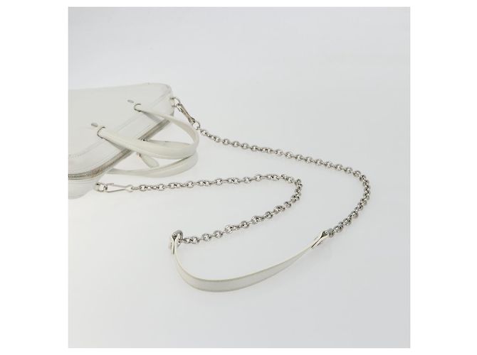 Borsa Duffel Triangle BALENCIAGA in pelle 2way Bianco Argento 527272 Auth bs35637A - vista 9