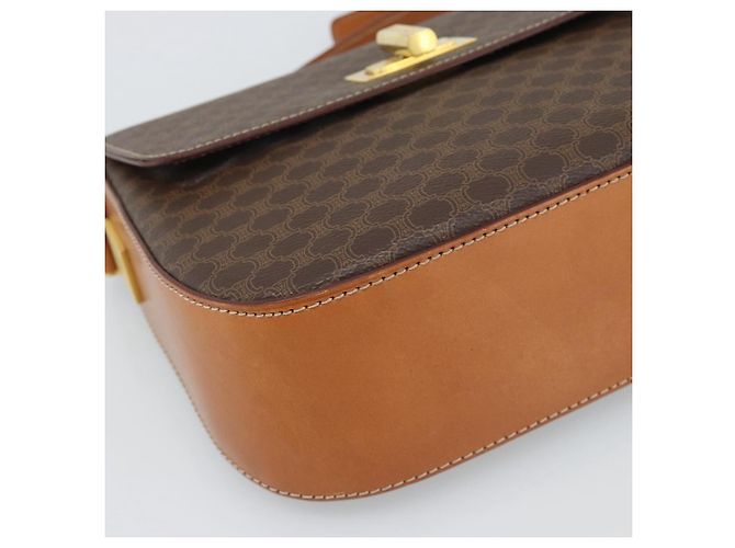 16 Céline Borsa a Spalla CELINE Macadam Canvas PVC Pelle Marrone Oro Auth BA14393 D'oro - vista 11