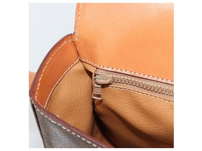 16 Céline Borsa a Spalla CELINE Macadam Canvas PVC Pelle Marrone Oro Auth BA14393 D'oro - vista 20