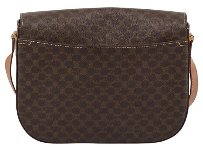 16 Céline Borsa a Spalla CELINE Macadam Canvas PVC Pelle Marrone Oro Auth BA14393 D'oro - vista 3