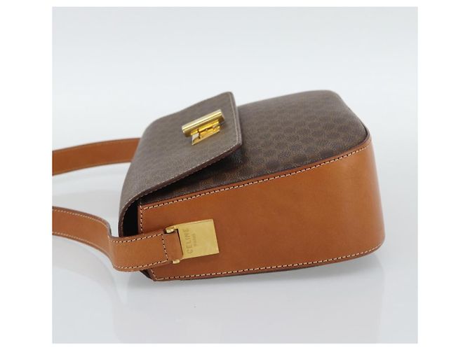 16 Céline Borsa a Spalla CELINE Macadam Canvas PVC Pelle Marrone Oro Auth BA14393 D'oro - vista 4