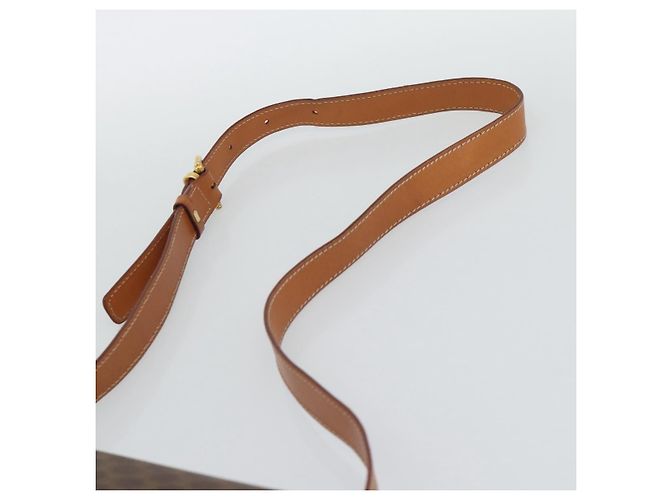 16 Céline Borsa a Spalla CELINE Macadam Canvas PVC Pelle Marrone Oro Auth BA14393 D'oro - vista 8