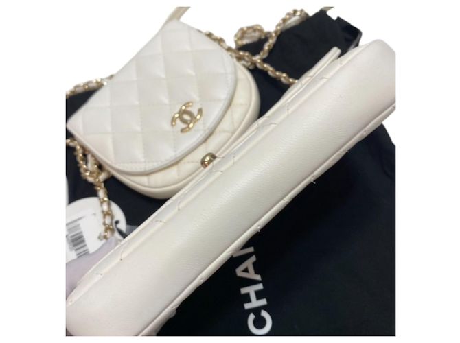 Chanel Lambskin Quilted Side-Packs bianco - vista 14